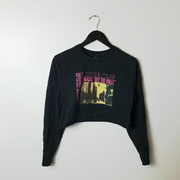 Vans Off The Wall T Shirt Skate Street Crop Top Raw Hem Graphic Tee Womens Top S - Picture 9 of 11